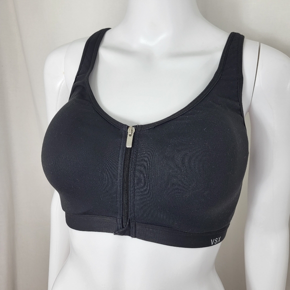 Victorias Secret VSX Sports BRA Size 34DD Black Double Front Zip Underwire 34E - Picture 15 of 15